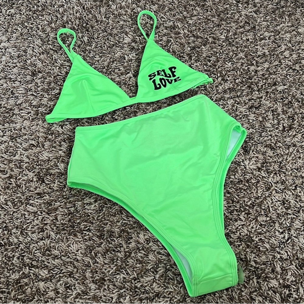 Lime Green High Waisted Bikini Set
